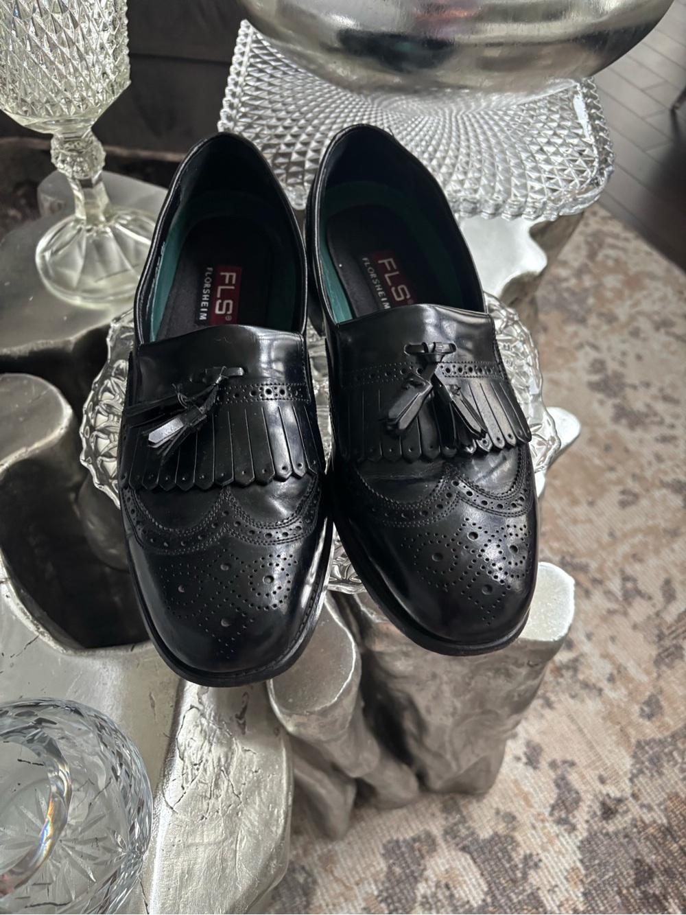 Florsheim Black Leather Tassel lexington Wingtip Loafers - Mens size 10
